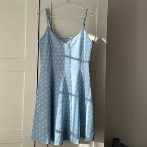 Rebel Sugar Flowy Light Blue and White Cut-Out Mini Dress (Large)